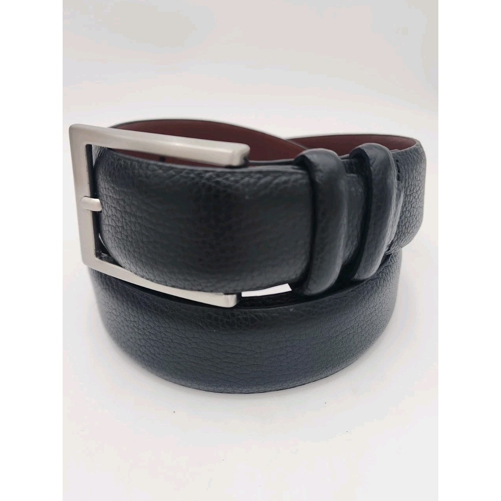 Daniel Cremieux Black Belt Silver Tone Buckle Double Loop Italian Leather Sz 40